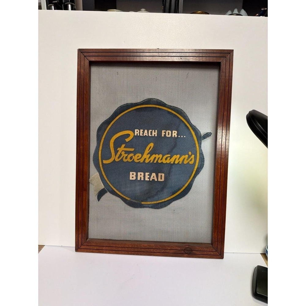 Vintage 1950s Stroehmann's Bread Screen Advertising Store‎ Display Sign Framed